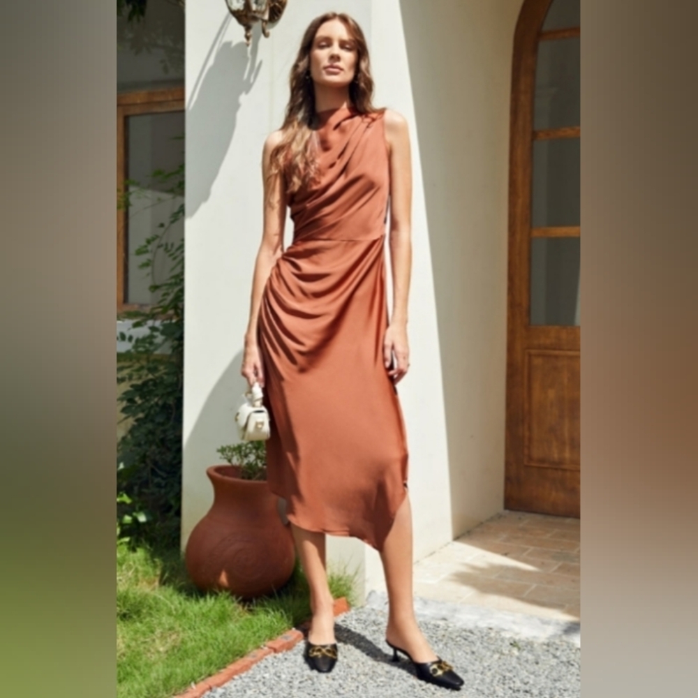 Elegant silk  Sleeveless Dress